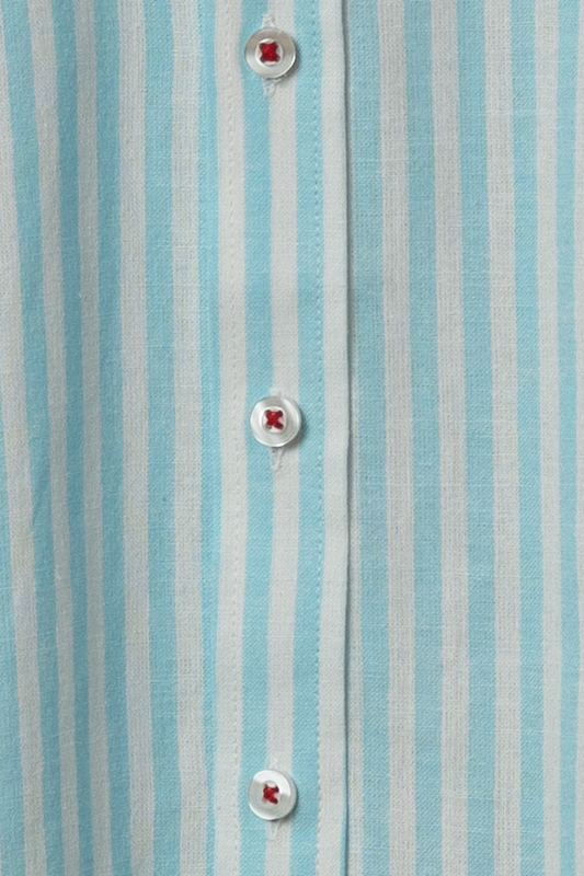 Camisa de lino (Rayas celestes)